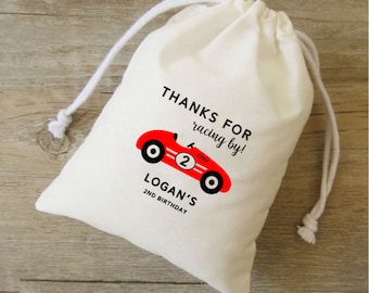 Race Car Birthday Bag - Kids Birthday Favors -Customized Goodie Bag -Custom Name -Children's Name Bag -Kids Party Favor - Two Fast Birthday