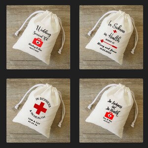 Personalized Wedding Survival Kit Bag: In Sickness and In Health Cotton Favor