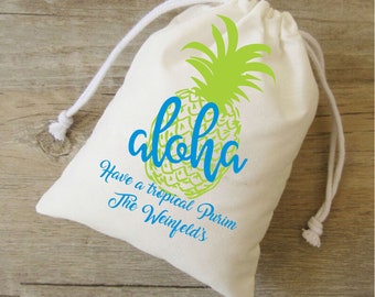 Tropical Wedding Favor Bag- Aloha Bag - Custom Destination Wedding Favors-Pineapple Welcome Bags-Beach Wedding Favor-Tropical Bachelorette