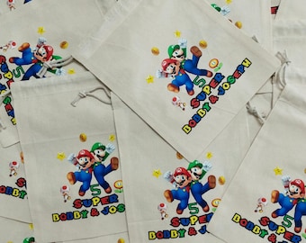 Personalized Mario Birthday Favor Bags: Kids Party Gift