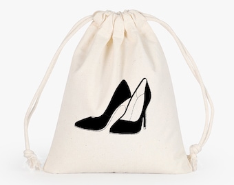 Personalized Cotton Shoe Bag: Drawstring Favor Bag, Bridal Party Gift