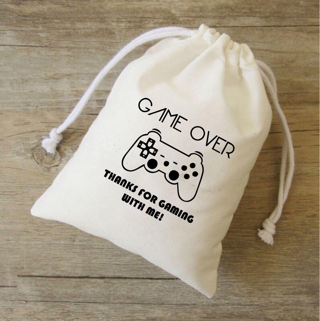 GAME ON BIRTHDAY Party Bag Thank You for Gaming With Me Bag Gameover