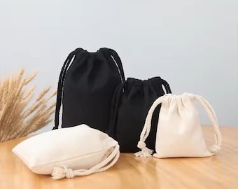 Bolsas de regalo de algodón personalizables con cordón: Bolsas de muselina para joyas