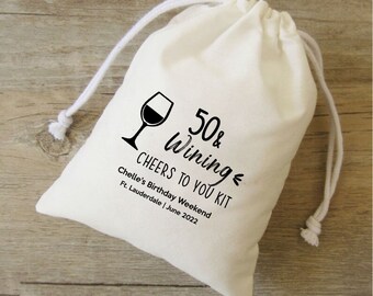 50th Birthday Hangover Kit Bag: Personalized Cotton Favor Bag