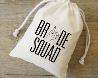 Bride Squad Cotton Favor Bags: Hen Party Gift Bags