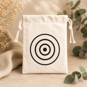 Personalized Beige Cotton Drawstring Favor Bag: Logo Print