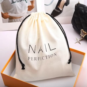 High Quality Custom Logo Printed Cotton Gift Drawstring Dust Bag Reusable Muslin Shopping Shoe Pouch
