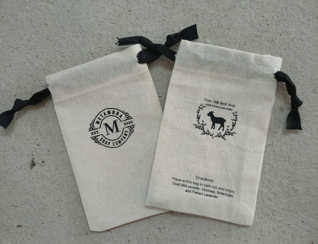 Organic Cotton Drawstring Favor Bag: Personalized Logo, Ribbon Pouch - Etsy