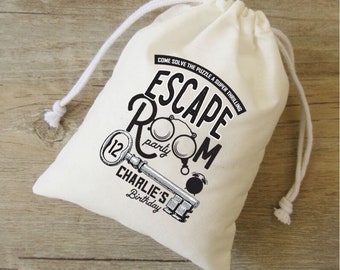 Bolsas de regalo personalizadas para fiestas de escape room: bolsas de algodón personalizadas