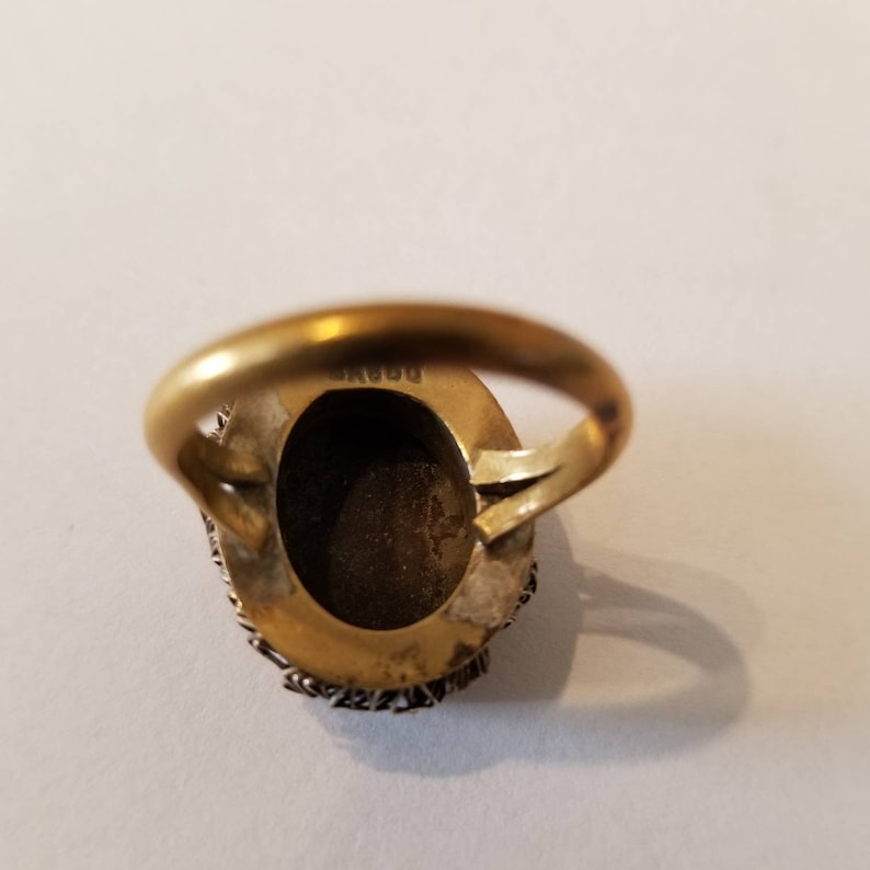 Both sterling 1920/'s cameo ring /& 1940/'s cameo earrings