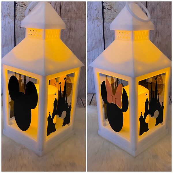 Disney lantern including Mickey, Minnie and Cinderella’s castle.