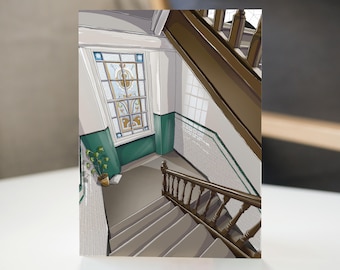 Glasgow Tenement Close I Card | Scottish Architecture Illustration | Handmade Scotland Gift