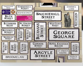 Street Signs Glasgow City Centre - Scottish Greetings Card