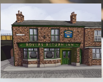 Rovers Return Greetings Card | Coronation Street Illustration | British TV Landmark