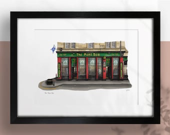 The Park Bar, Glasgow Pubs, A4 Colour Print, Optional Frame. Glasgow Gifts