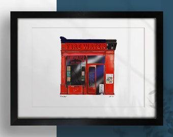 Firewater Glasgow Nightclubs, A4 Colour Print, Optional Frame. Glasgow Gifts