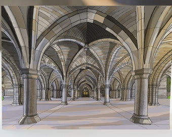 The Cloisters, University of Glasgow - Glasgow Greetings Card