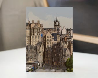 Old Town From Waverley Bridge Edinburgh - Scottish Greetings Card
