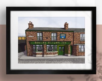 The Rovers Return, Coronation Street, A4 Colour Print, Optional Frame. Film & TV Gifts