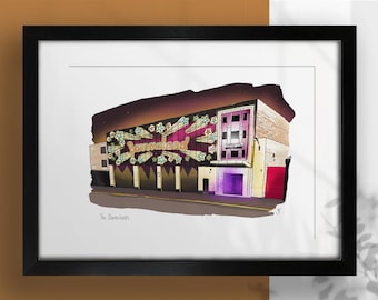 The Barrowlands, Glasgow Gigs, A4 Colour Print, Optional Frame. Glasgow Gifts, Music