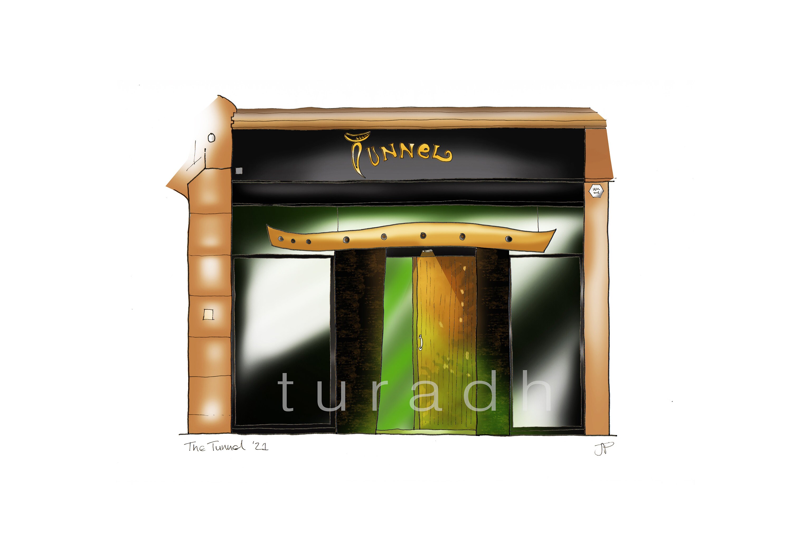 The Tunnel, Glasgow A4 Colour Print, Optional Frame