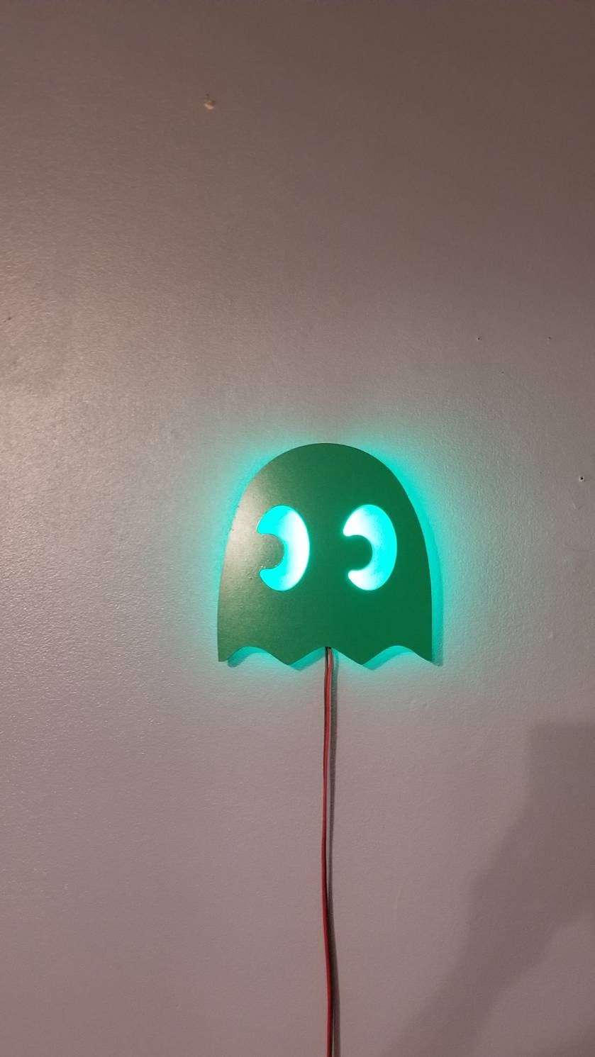 LED Lighted Painted hanging Green Ghost from the Pac Man game Etsy