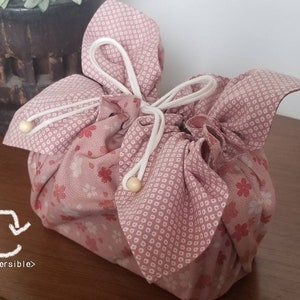 Sakura x kanoko M(43x43cm) /Japanese bento bag(small) / Bento cloth 'n' bag /Japan / bag / reversible bag / gift / sakura/ Japanese