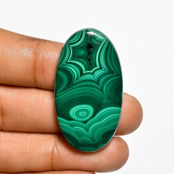 Tempting Top Grade Quality 100% Natural Malachite Oval Shape Cabochon Loose Gemstone For Making Jewelry 68 Ct. 39X22X6 mm A-1873