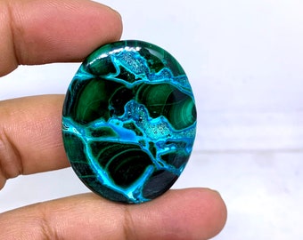 Gorgeous Top Grade Quality 100% Natural Chrysocolla Malachite Oval Shape Cabochon Loose Gemstone For Making Jewelry 67 Ct 41X32X4 mm M-08
