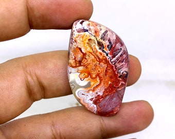 Unique Top Grade Quality 100% Natural Crazy Lace Agate Fancy Shape Cabochon Loose Gemstone For Making Jewelry 49 Ct. 45X25X5 mm CZ-168