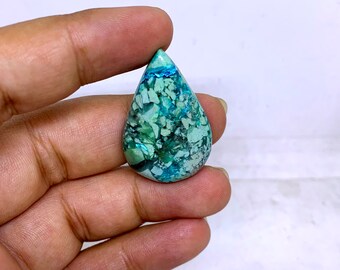 Wonderful Top Grade Quality 100% Natural Shattuckite Pear Shape Cabochon Loose Gemstone For Making Jewelry 36 Ct. 35X22X6 mm TS-32
