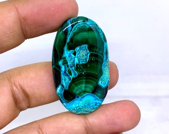 Gorgeous Top Grade Quality 100% Natural Chrysocolla Malachite Oval Shape Cabochon Loose Gemstone For Making Jewelry 58 Ct 43X24X5 mm M-04