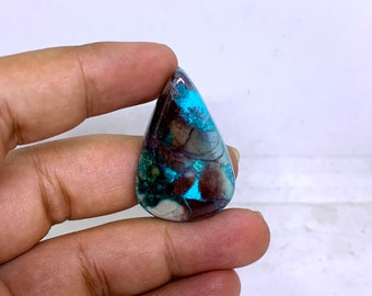 Wonderful Top Grade Quality 100% Natural Shattuckite Pear Shape Cabochon Loose Gemstone For Making Jewelry 46 Ct. 37X24X6 mm TS-31