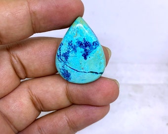 Wonderful Top Grade Quality 100% Natural Shattuckite Pear Shape Cabochon Loose Gemstone For Making Jewelry 32 Ct. 31X24X6 mm TS-34