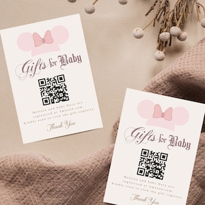 Glücklichstes Babyparty auf Erden Stand Karte mit QR-Code, Mickey Geschenke für Baby Karte, Disneyland Babyparty, Digital, Printable