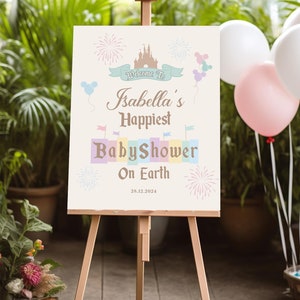 Editable Happiest Baby Shower on Earth Welcome Sign, Disneyland Baby Shower, Mickey and Minnie Baby Shower, Babyland, Digital file