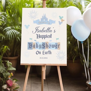 Editable Happiest Baby Shower on Earth Welcome Sign, Disneyland Baby Shower, Mickey and Minnie Baby Shower, Babyland, Digital file