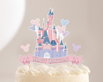 Printable Disney World Birthday Cake Topper, Happiest Birthday On Earth Cake Topper, Digital file