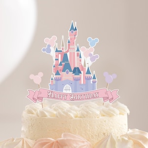 Printable Disney World Birthday Cake Topper, Happiest Birthday On Earth Cake Topper, Digital file