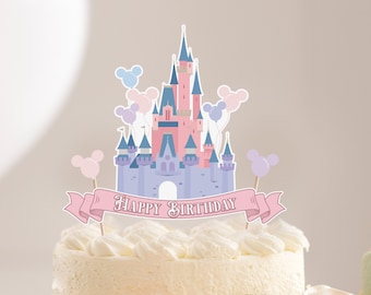 Printable Disneyland Birthday Cake Topper, Happiest Birthday On Earth Cake Topper, Digital file