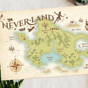 Printable Neverland Party Place Mat, Neverland Wall Art, Peter Pan Birthday, Never Grow Up Party Decoration, Digital file
