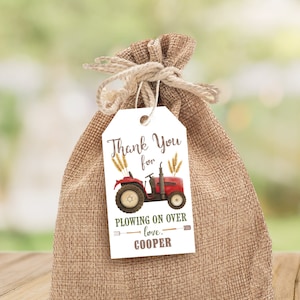 Tractor Thank You Tag, Tractor Tags, Farm Tags, Farm Favors, Tractor Farm Party, Birthday Party, Gift Tag, Digital, Printable