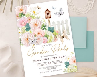 Garden Invitation, Garden Party, Butterfly Party, Birthday Party, Invitation, Digital, Printable