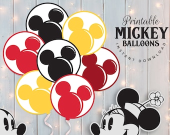 Printable Mickey Balloons, Disneyland Baby Shower Stand Up Prop, Mickey Birthday Party Decoration, Digital file