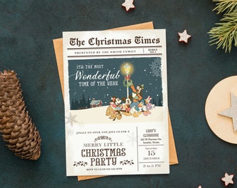Mickey Christmas Party Invitation, Mickey & Friends Holiday Party Invitation, Digital, Printable