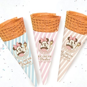 Minnie Eistüte Wrapper, Main Street Eis, Minnie Geburtstag, Eiscreme Party Dekoration, Digitale Datei