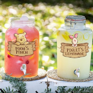 Printable Winnie the Pooh Party Drink Label, Hundred Acre Wood Party Beverage Label, Perfect for any birthday party or event, Digital file