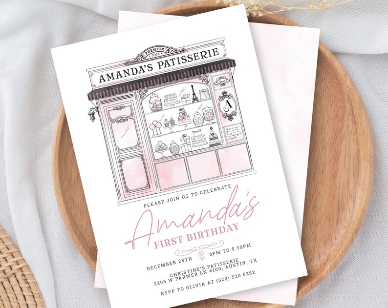 French Cafe Paris Cafe Birthday Patisserie Birthday Party Invitation Digital Printable