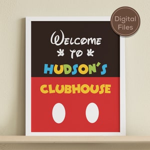 Editable Mickey Clubhouse Party Welcome Sign, Mickey Birthday, Baby Shower Party Decor, Printable, Digital file