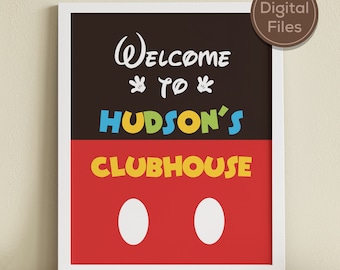 Editable Mickey Clubhouse Party Welcome Sign, Mickey Birthday, Baby Shower Party Decor, Printable, Digital file